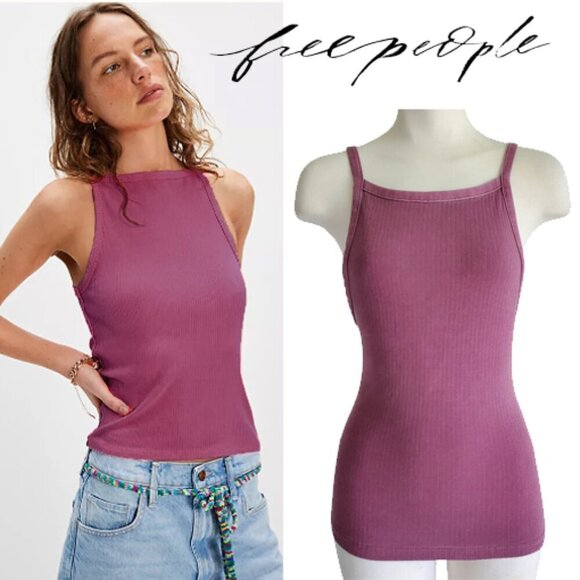 Free People Tank Top Dark Pink Size S - Picture 1 of 16